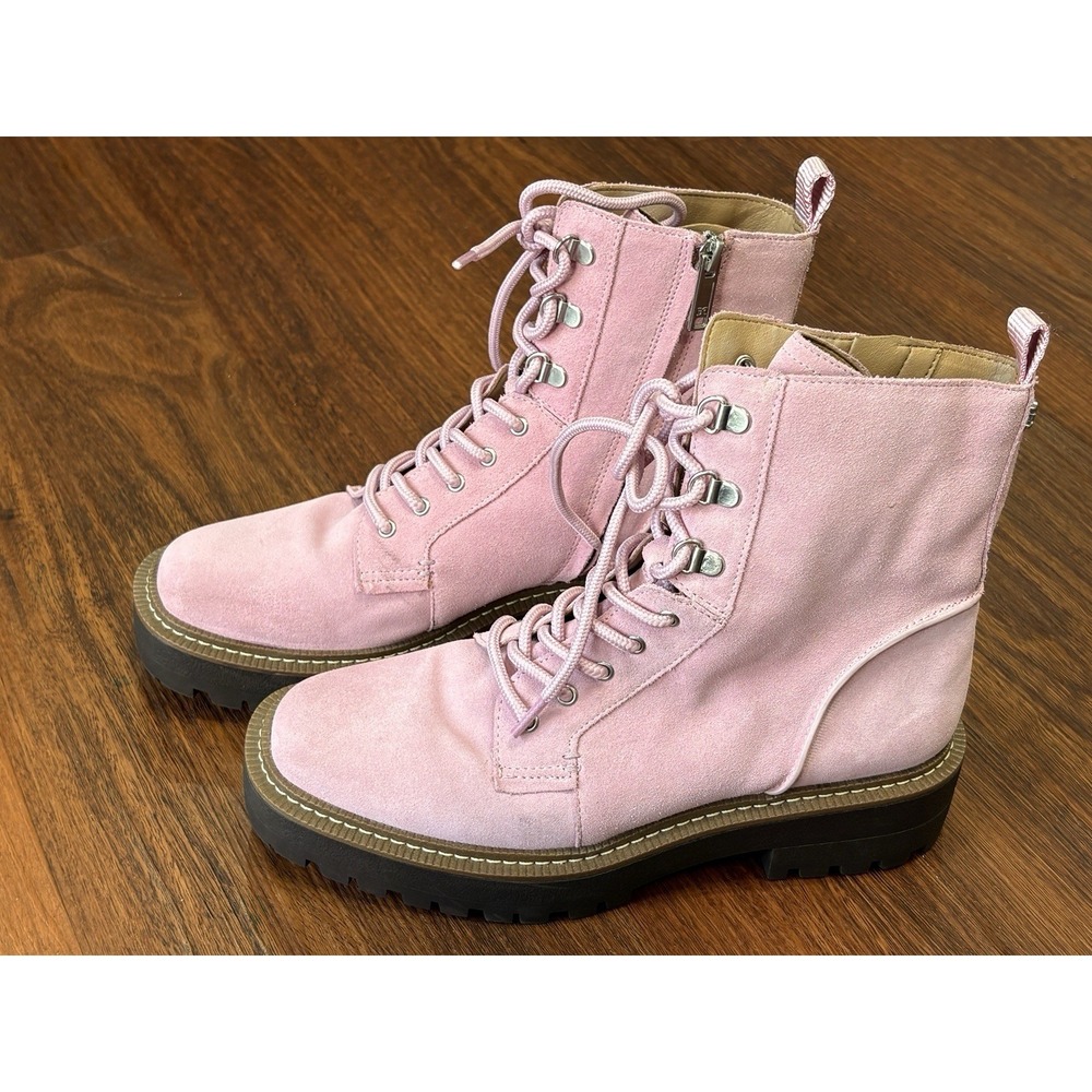 Sam Edelman Women's Lue Lace-Up Combat Boots Suede Pink Size‎ 8